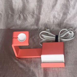 Pink phone and Apple Watch stand and charging station